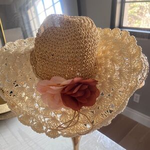 Straw Sun Hat with Floral Accent